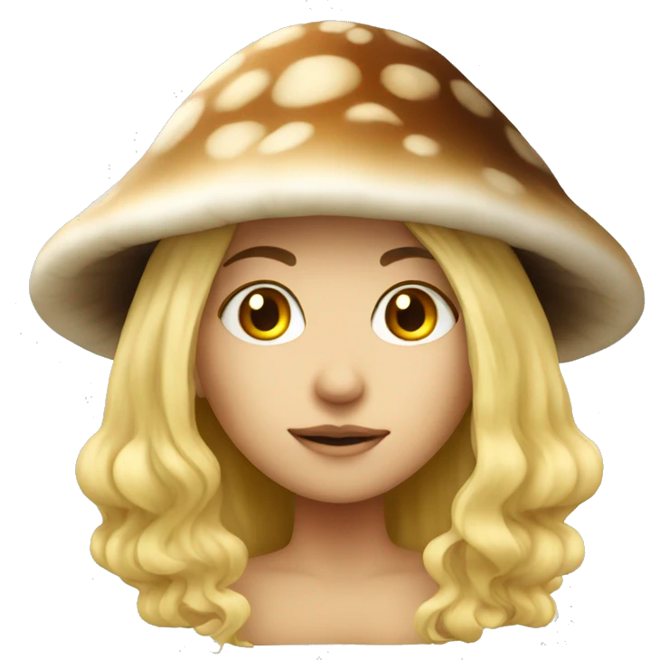mysterious blonde girl with mushroom hat emoji