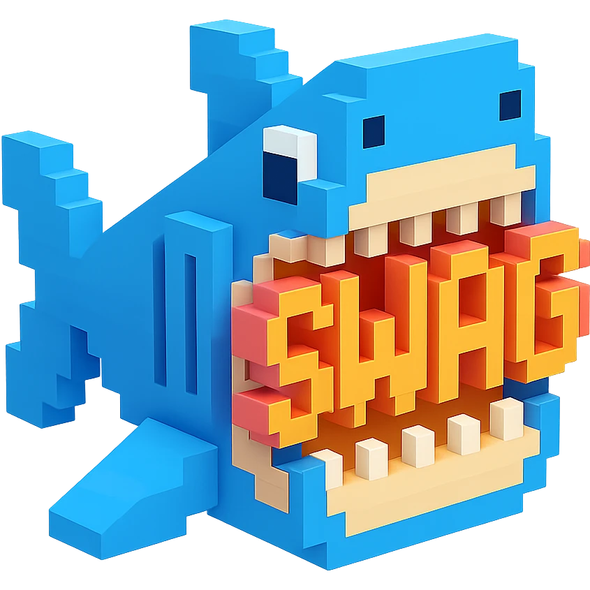 акула в пасти которой надпись SWAG, no background emoji