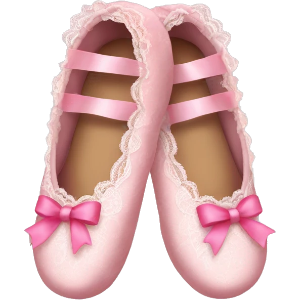 ballet slippers with pink bows and lace  emoji