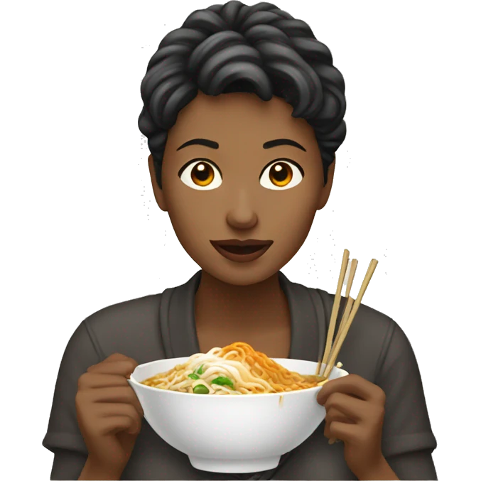 lady eating ramen emoji