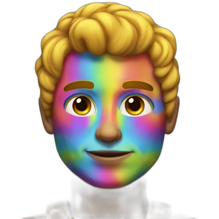 Muscle handsome man with rainbow skin emoji