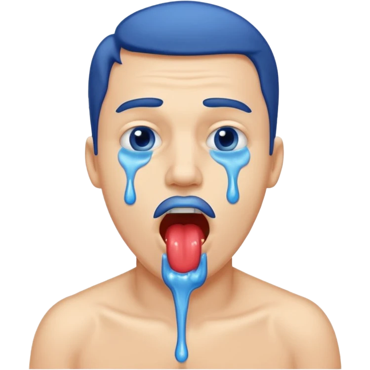 Man Hungry drooling and blue saliva dripping out of the mouth emoji