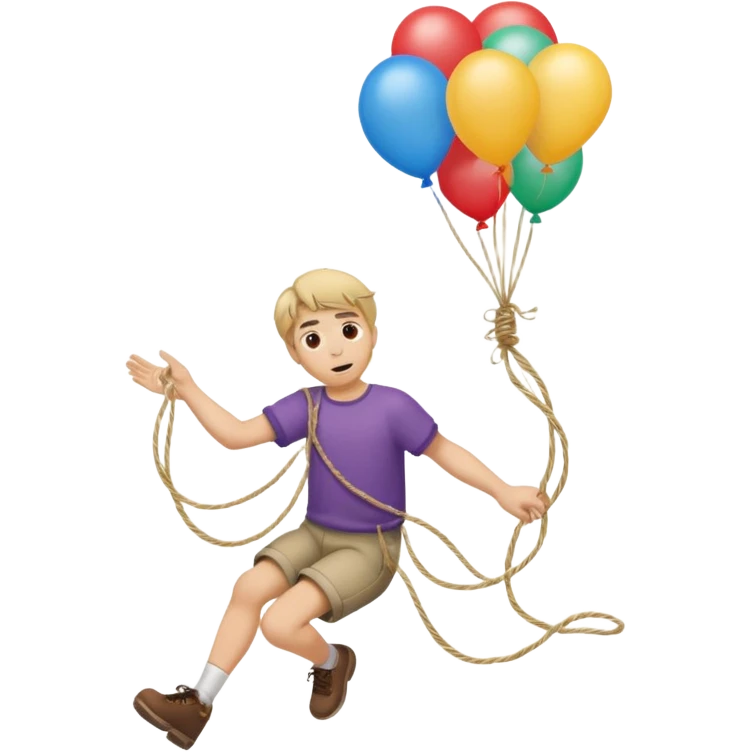 человек зацепился о шарик и летит  emoji