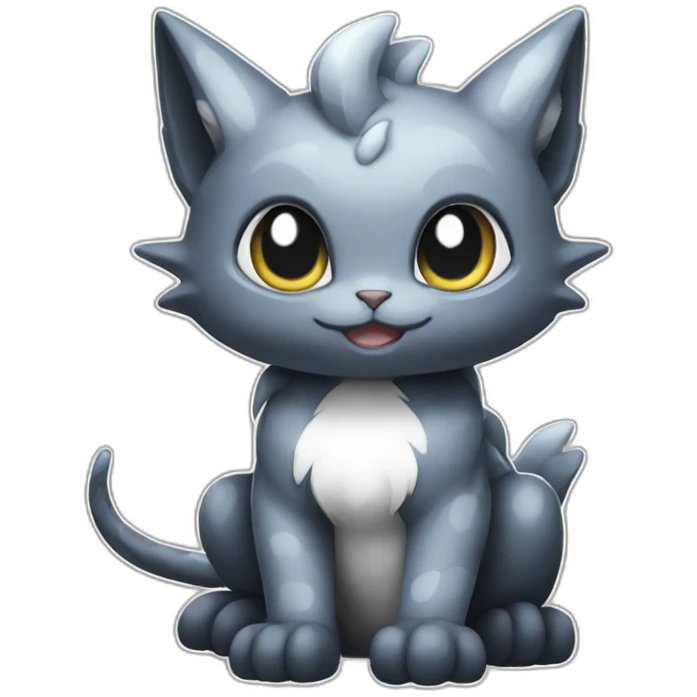 Sitting-Black-and-White-face-cat-dragon-type-pokemon emoji