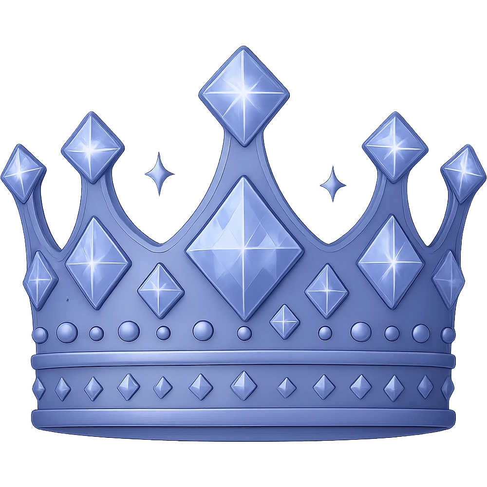 Make the purple crown look even more 3D and realistic with color #7986cb, sparkling diamonds, elegant and majestic style, in the style of apple emojis. Remove the background. emoji