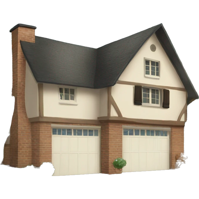 Garaje en chalet con casas a los lados emoji