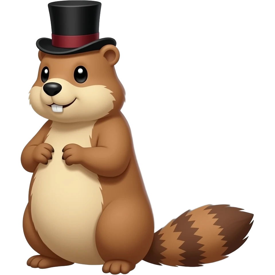 A groundhog in a top hat seeing his shadow emoji