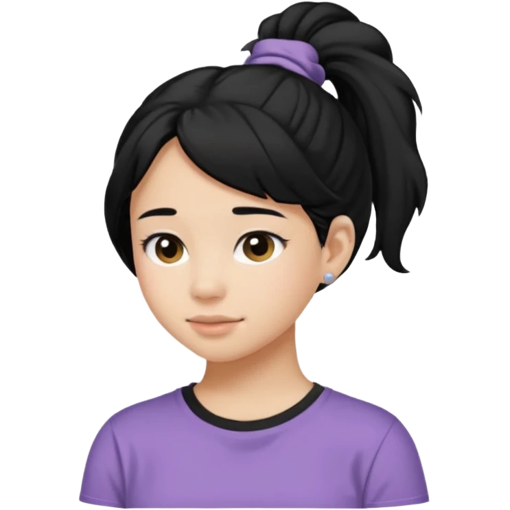 Teen girl with scrunchie ponytail black hair emoji