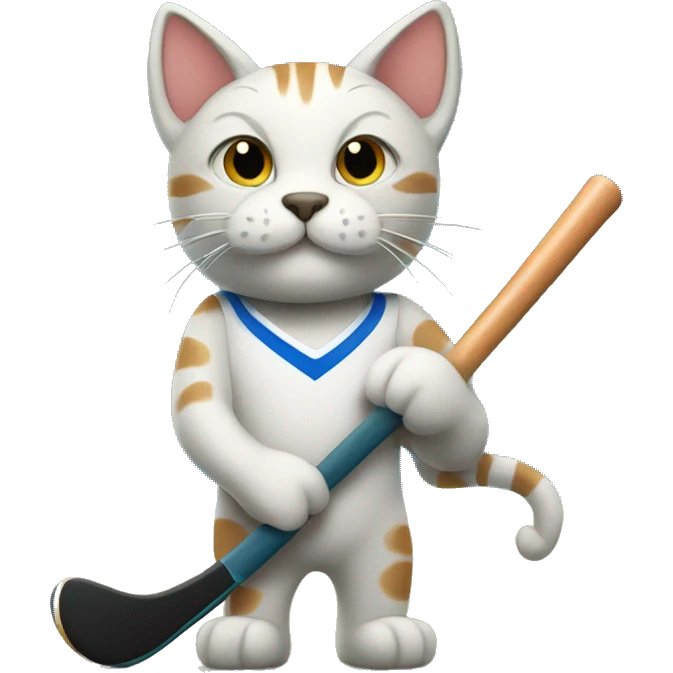 cat playing field hockey emoji