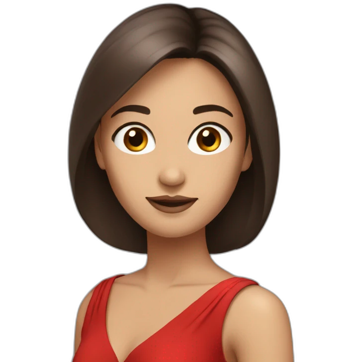 brunette with long straight hair with brown eyes in an evening red dress emoji
