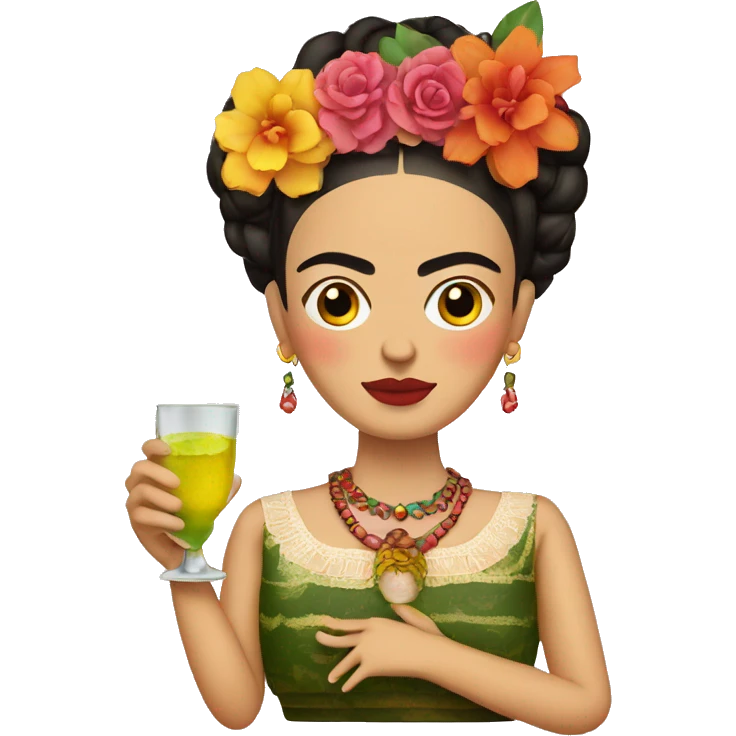 frida kahlo holding tequila emoji