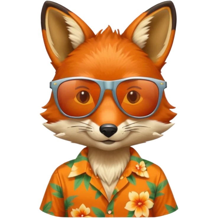 fox with aloha shirt wearing sunglasses emoji