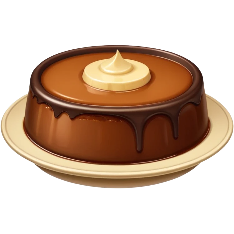 a bowl of chocolate pudding topped with shiny and smooth flan emoji