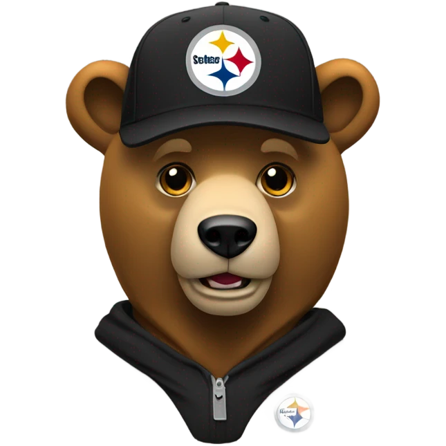 A bear wearing a Pittsburgh Steelers hat emoji
