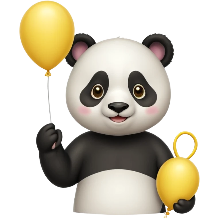 panda holding yellow lines balloon in hand emoji