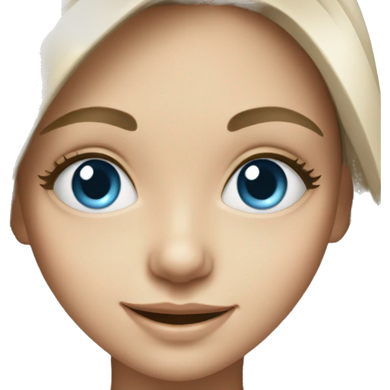 happy girl portrait with necklace and blue eyes emoji