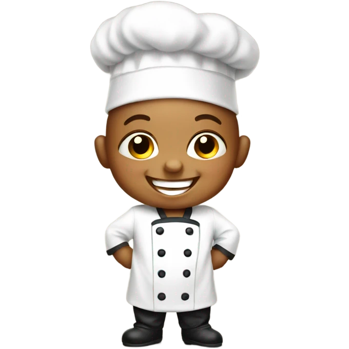 a baby chef with big smile emoji