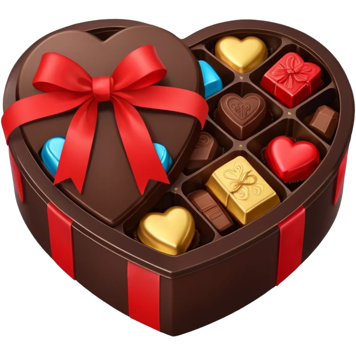 heart shaped box of luxury chocolates emoji