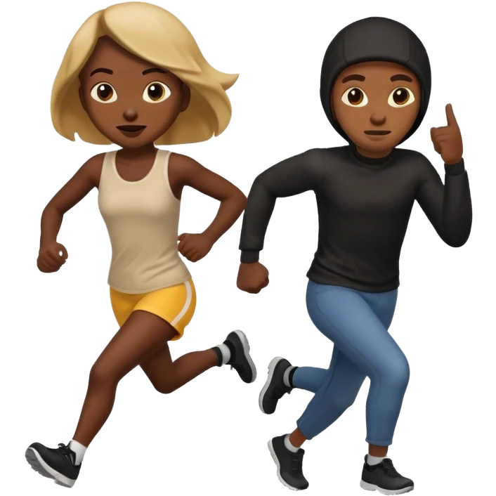 A black robber with girl over shoulder while running as a emoji emoji
