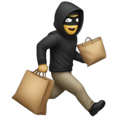 the thief runs with a bag emoji
