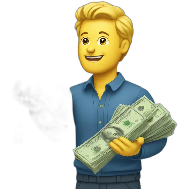 swedish-man-making-it-rain-dollar-bills emoji