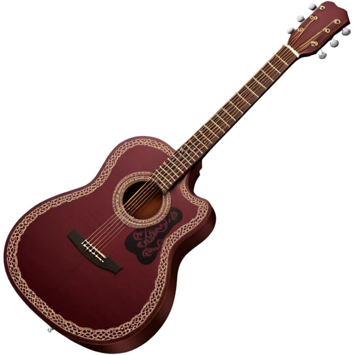 dark maroon acoustic guitar with lace black details emoji