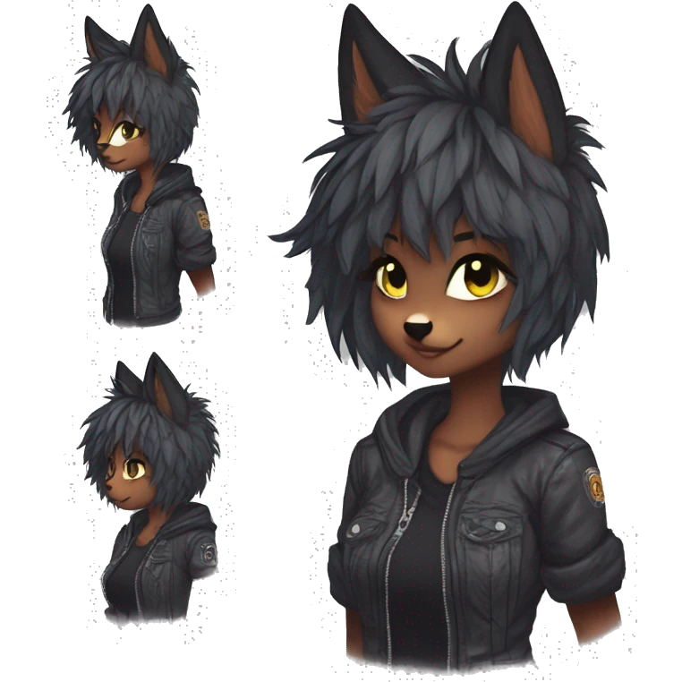 Edgy cute modern punk techwear anthro furry sona by Falvie, LiLaiRa, AngieWolf emoji