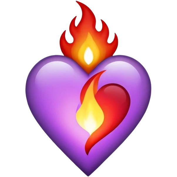 Light purple, red and black flame heart emoji