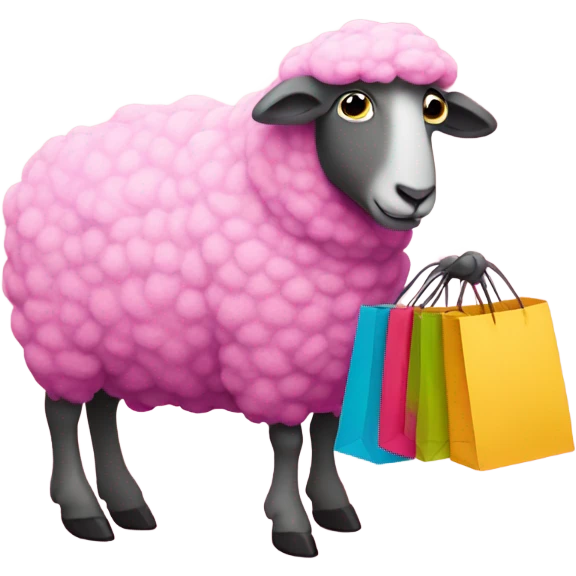 pink sheep with shopping bags  emoji