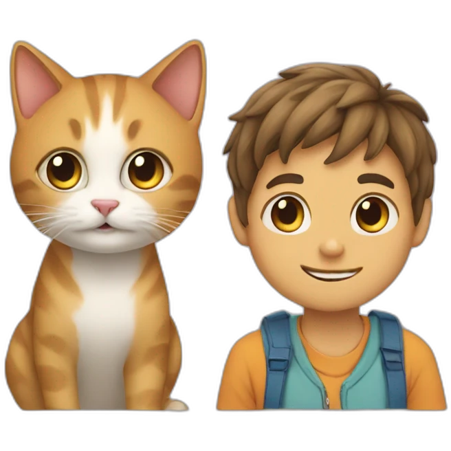 Cat and boy emoji