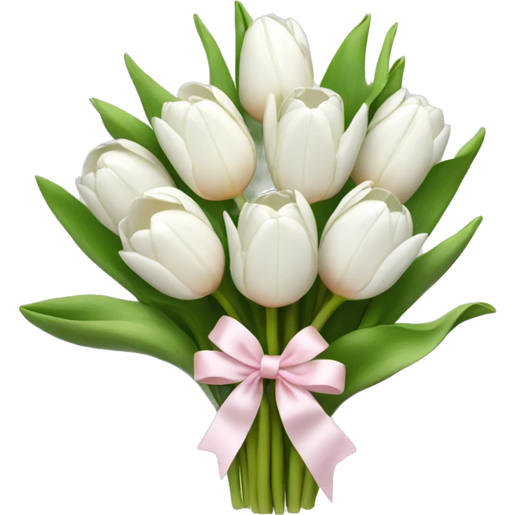 White tulips bouquet with light pink bow  emoji