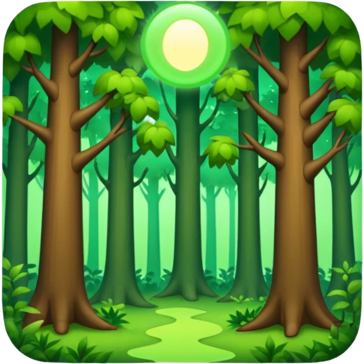 جنگلی که درختان پر پشتش از خود نور سبز دارند emoji