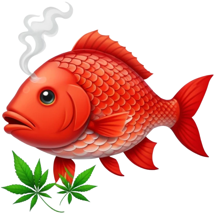 Red Fish Smoking weed emoji