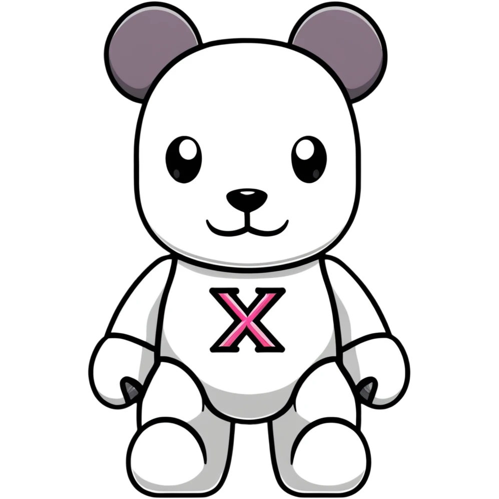 cool graffiti style bearbrick with X crossed eyes, designer logos, bling jewelry emoji