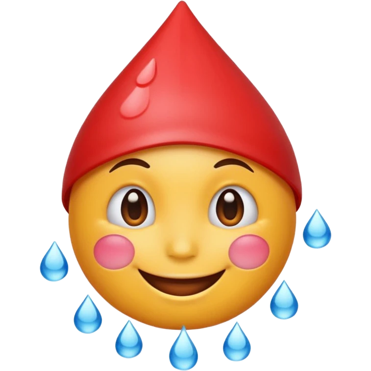 Emoji smiley face with water drop on head but make water drop red emoji