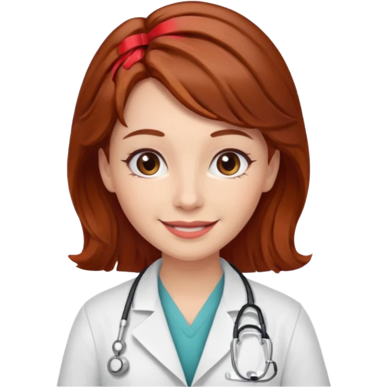 doctor with brown hair and red hairclips  emoji