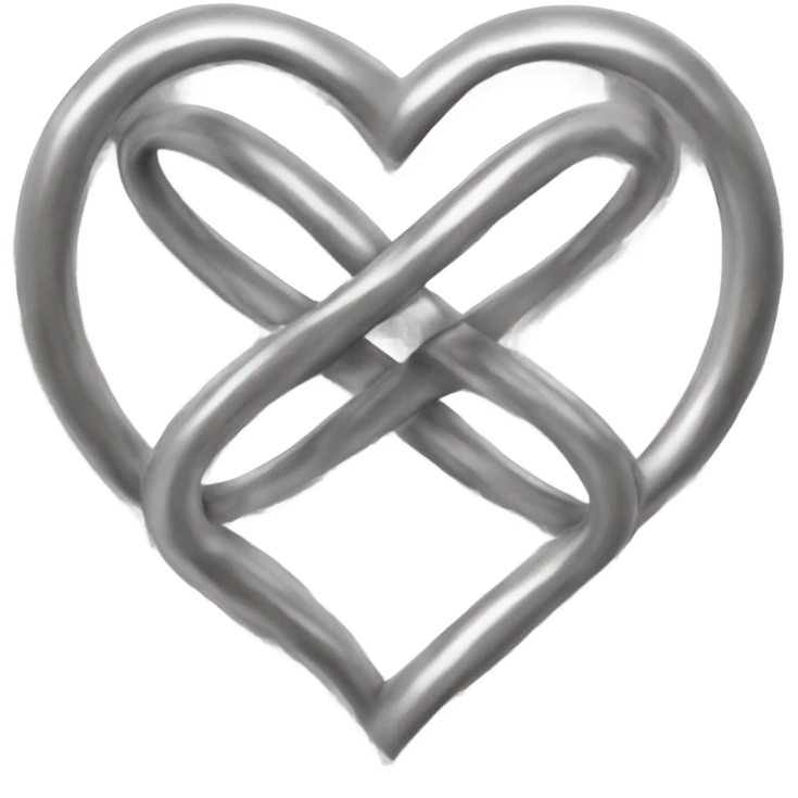 Silver infinity symbol around a heart emoji