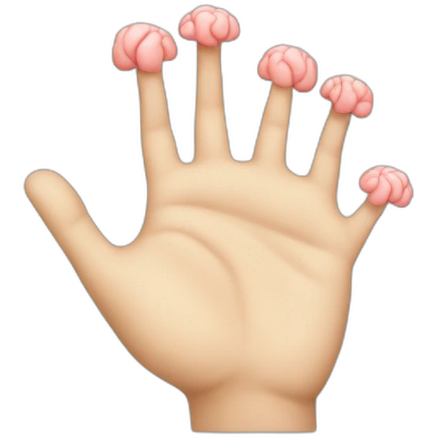 Hand with brain emoji