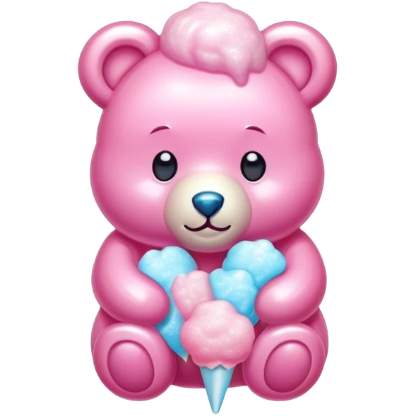 Bear-shaped glossy cotton candy with shiny, glazed appearance and glistening sugar crystals emoji