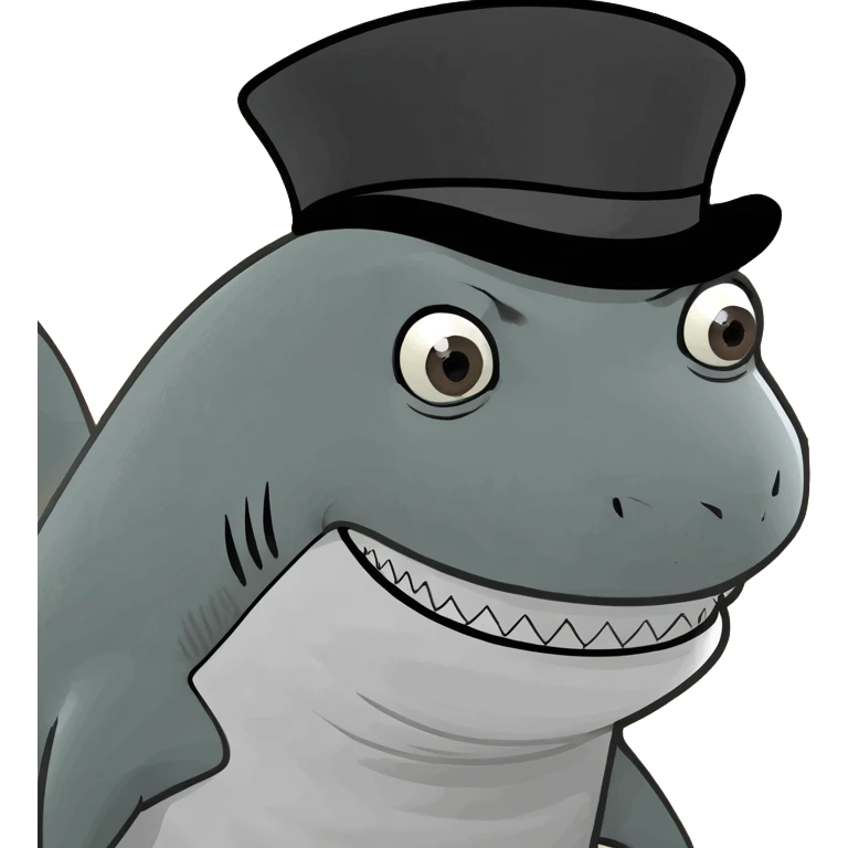 Shark with a top hat emoji