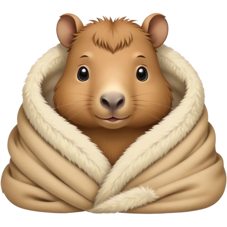 Cute baby capybara cozy in blanket emoji