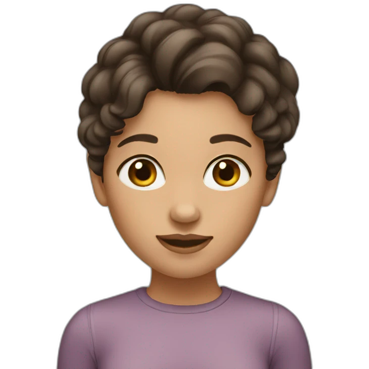 Girl with shoulder hair dark brown hair  emoji
