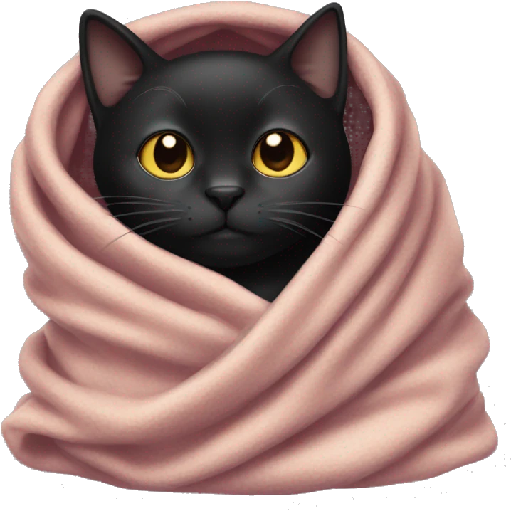 black cat in blanket emoji