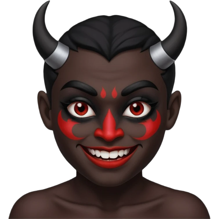 evil person with devilish smile and black face emoji
