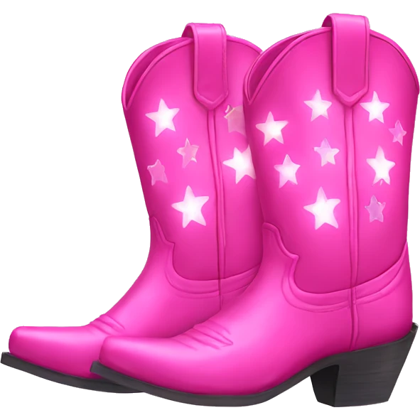 Pink cowboy boots with stars iridescent two boots emoji