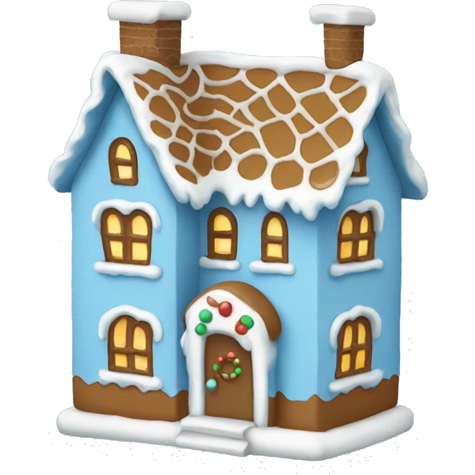 Cosy light blue gingerbread house  emoji