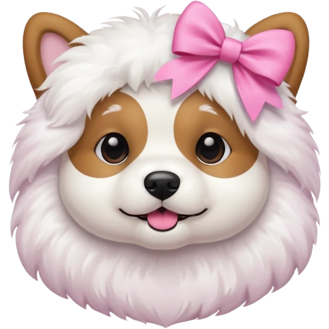 I want a fluffy dog with a pink bow emoji