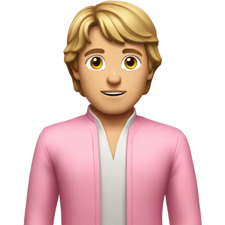 all pink suit human-looking luke skywalker excercising force, upper body, must be all pink emoji