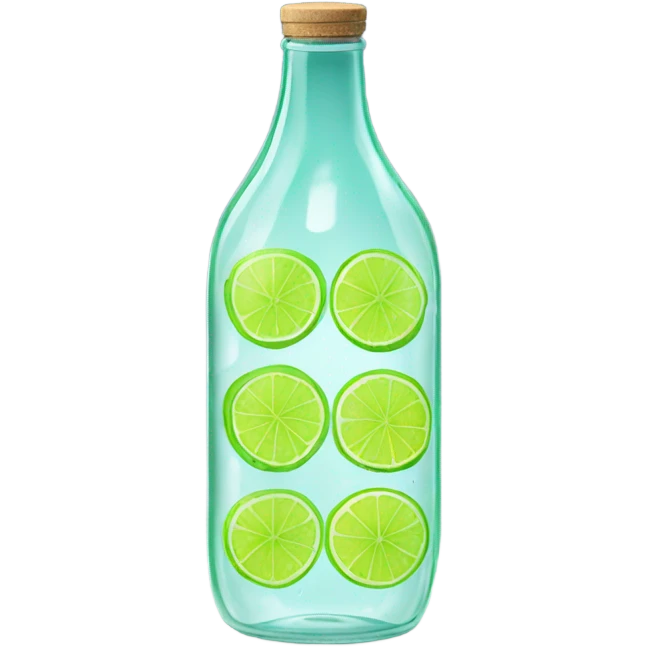 Multiple Vibrant lime slices still floating on glass bottle with water  emoji