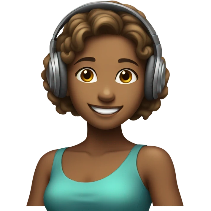 Girl wearing headphones jamming to music  emoji